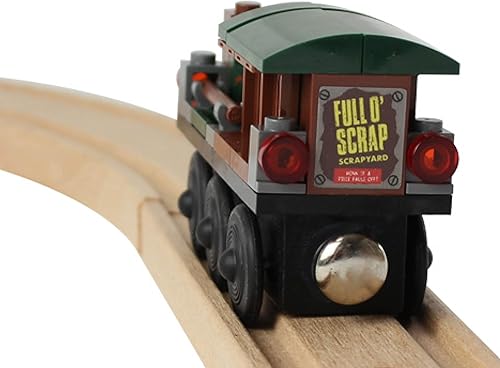 Miniatura 9 de Tren motorizado y tren construido con ladrillos para pista de madera, locomotora con pilas con temática de pizza, compatible con marcas de bloques,