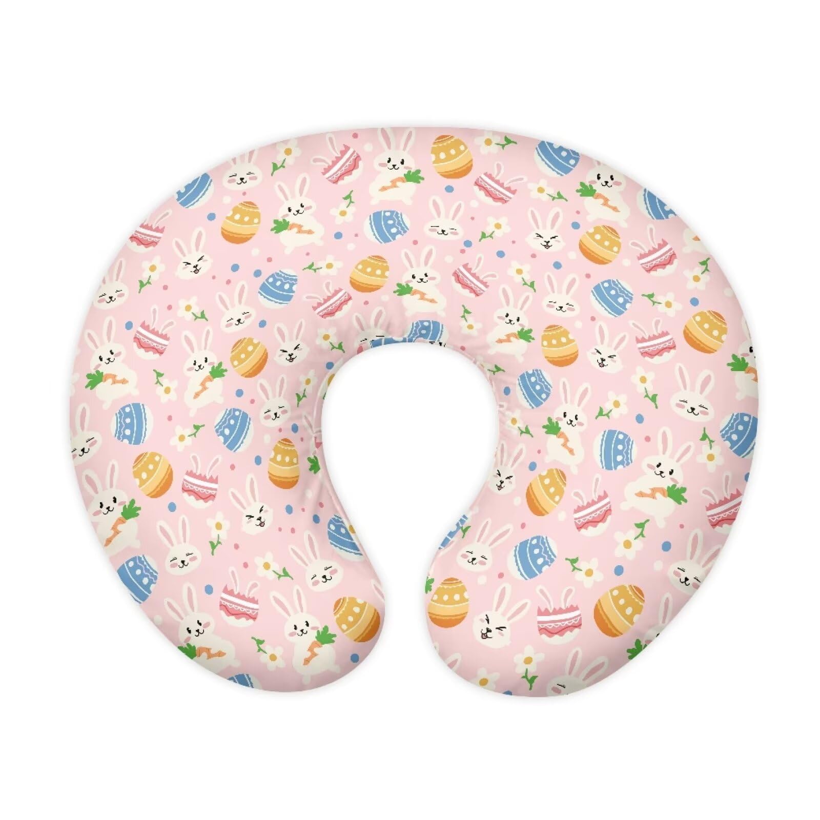 Suhoaziia Rabbit Egg Carrots Washable Nursing Pillow Cover with Hidden Zipper Soft Comfortable Bottle and Breastfeeding Support Pillowcase for New Baby and Moms, Home Easter Decor