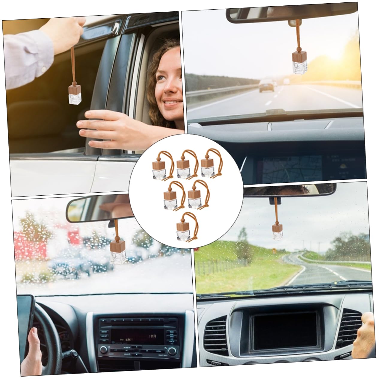12stücke Teiliges Auto Duftflakon Mit Holzdeckel Aromatherapie Hängedekor Für Auto Büro Und Zuhause Glasflasche Für Individuelle Parfüm-duftkreationen