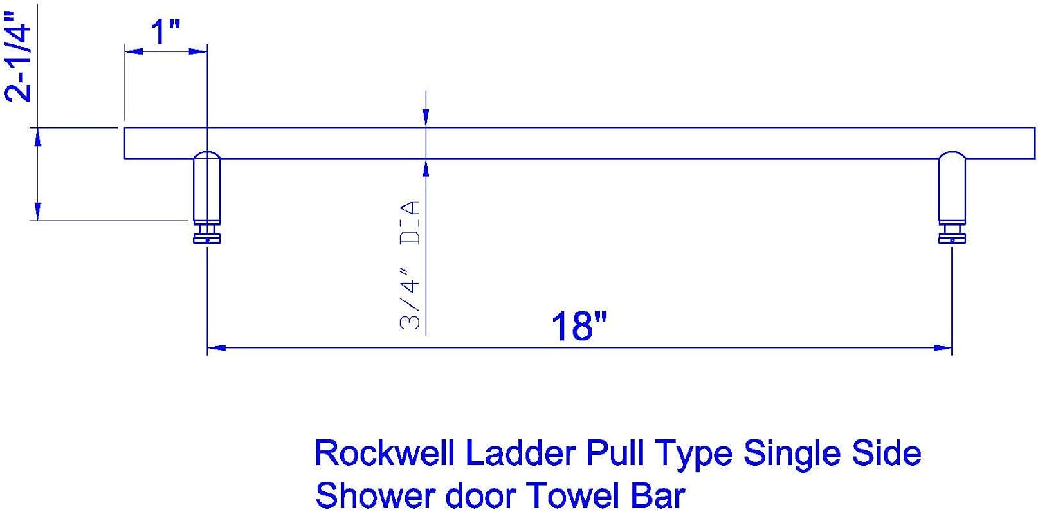 Rockwell Security 18" Ladder Type Single Side Towel Bar in Brushed Nickel Finish for Glass Shower Doors