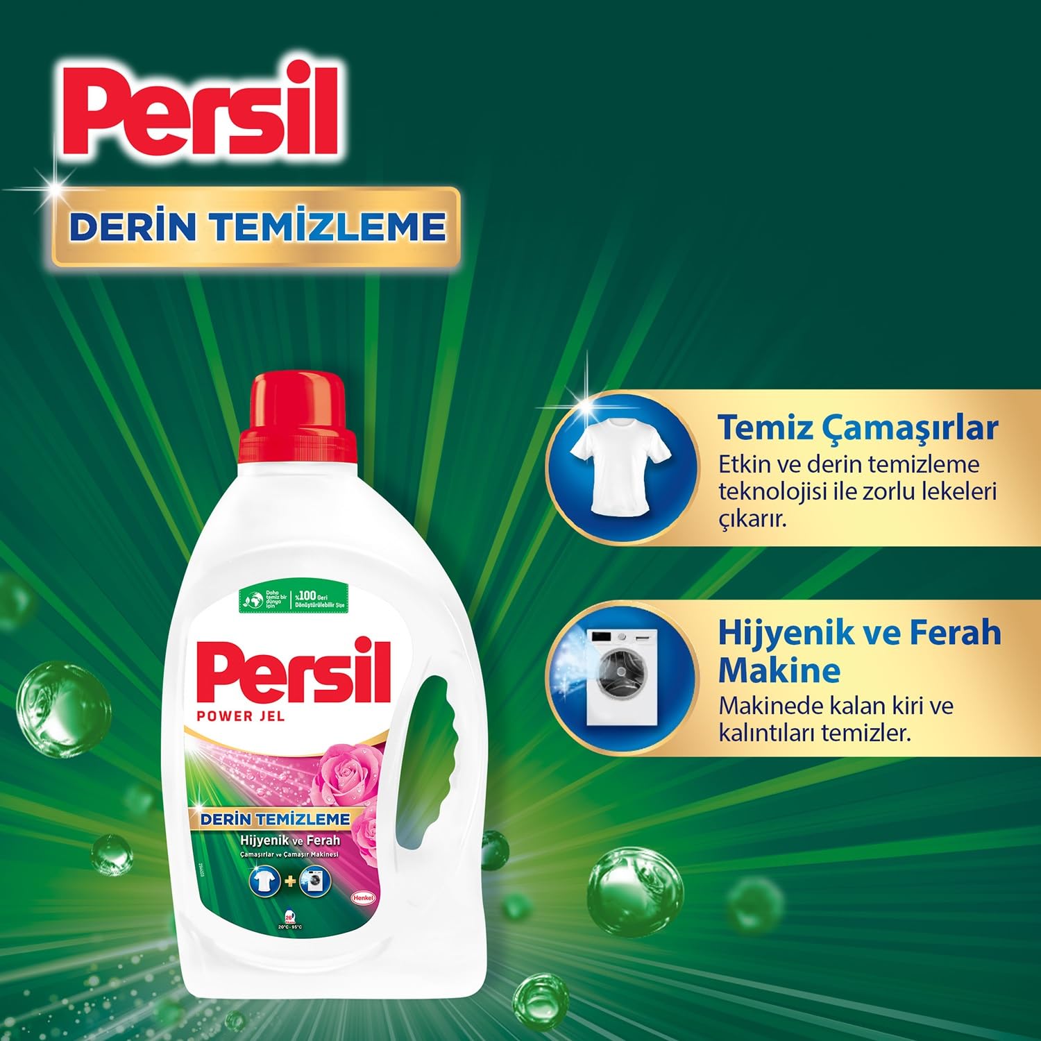 Persil Power Jel Derin Temizleme Plus Gülün Büyüsü 26 Yıkama Sıvı Çamaşır Deterjanı 1 x 1690 ml