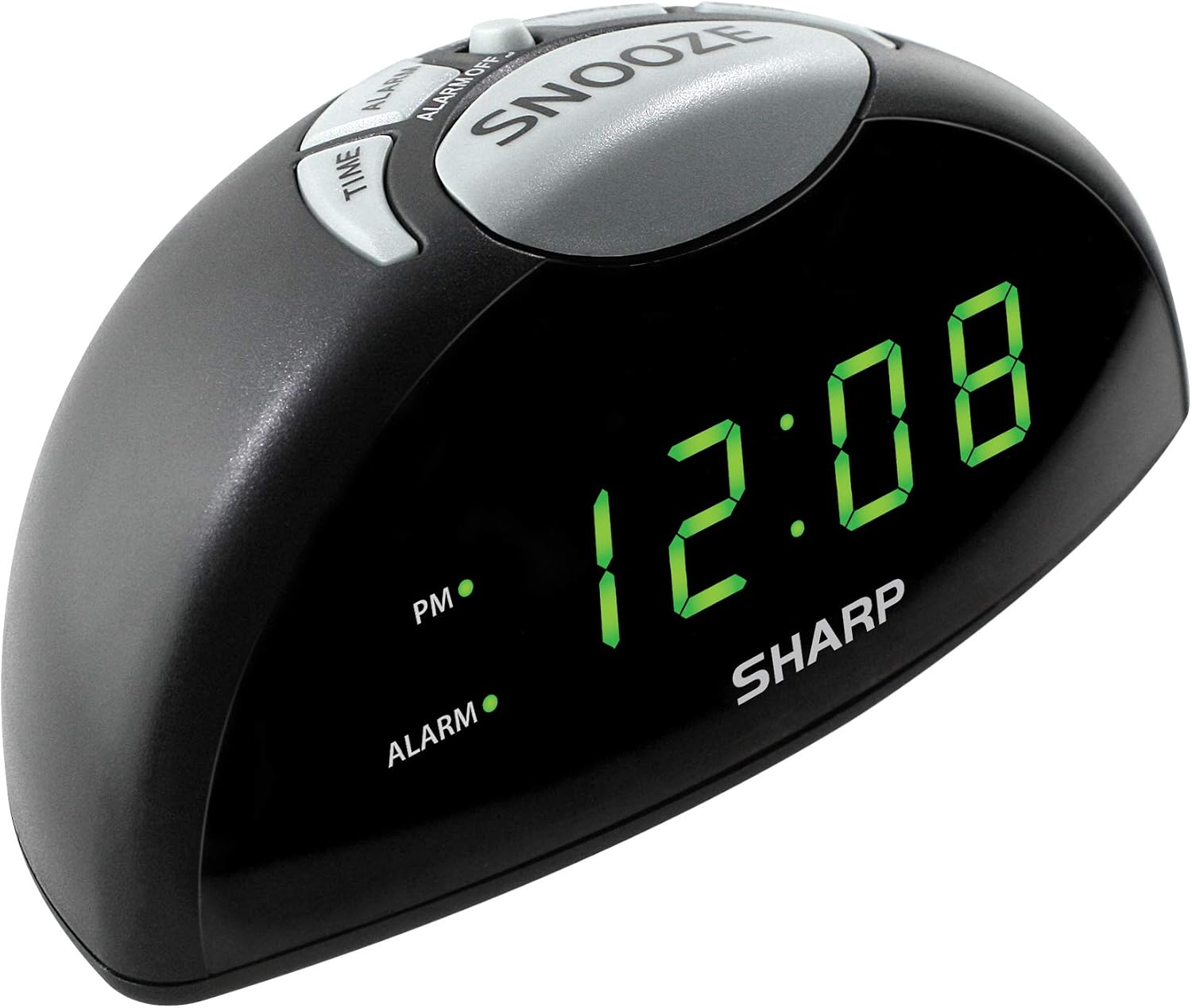SHARP Digital Alarm Clock - Easy to See Green LED Display – Simple to Use Controls– Stylish Design, Simple Operation - Battery Backup