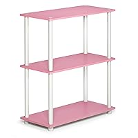 Furinno Libreria Bassa a 3 ripiani Pink/White Tubi tondi