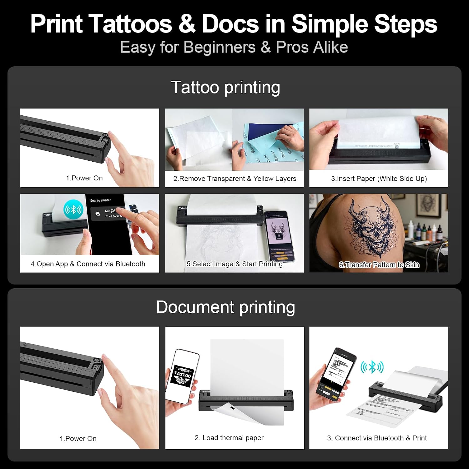 Tattoo Stencil Printer Wireless Thermal Tattoo Machine Kit