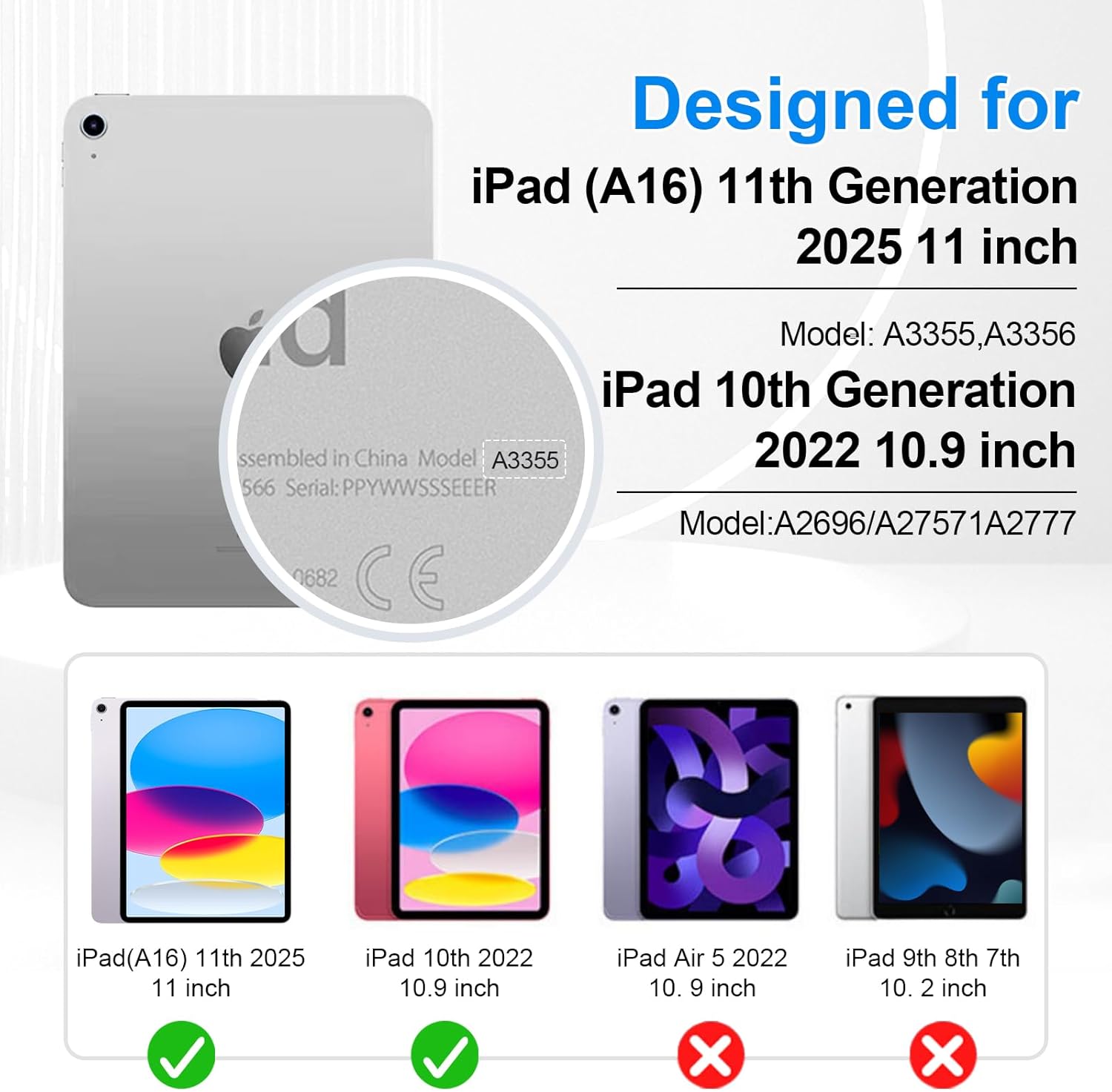 SUPFIVES Case for iPad (A16) 11th/10th Generation 2022/2025, Full-Body Drop Protection Cover for iPad 10th Gen 10.9/11 inch with Screen Protector, 360° Rotate Stand, Shoulder Strap, Pencil Holder