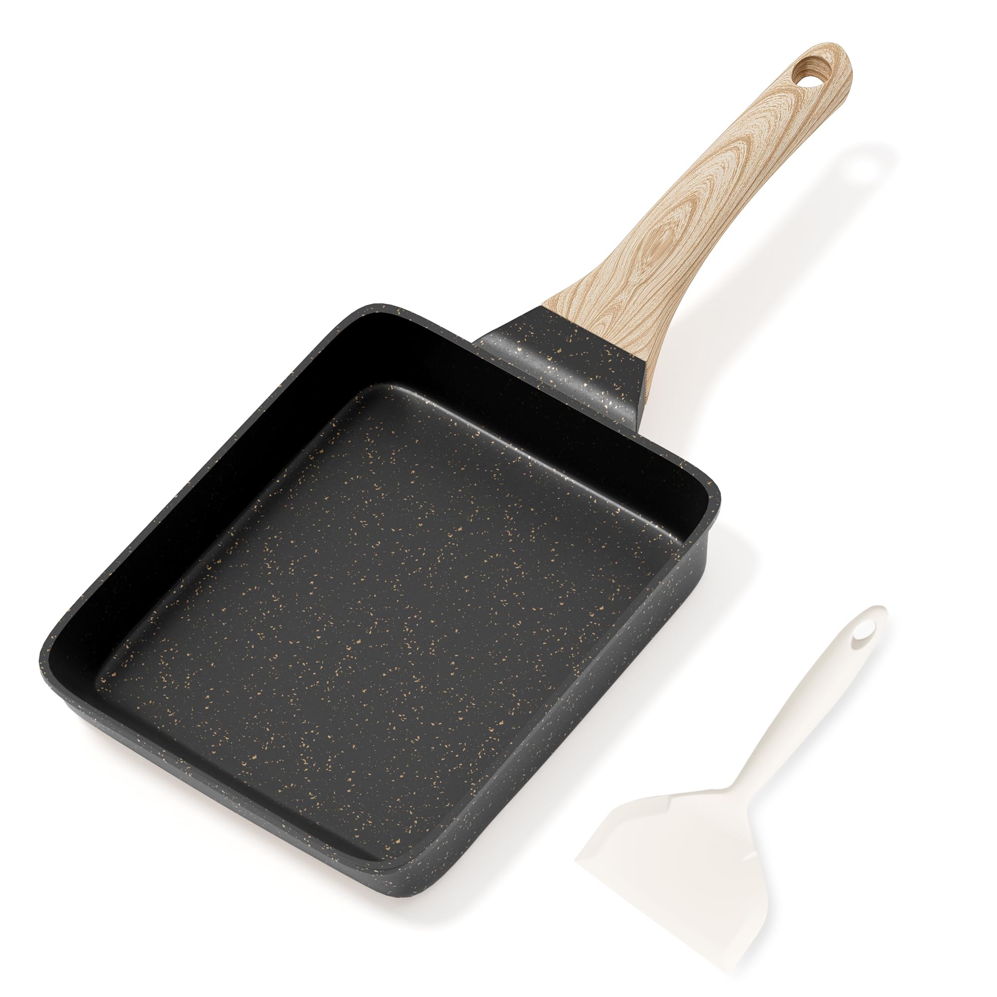 RIOVARM Induktion Tamagoyaki Omelette Pfanne, Antihaft Eierpfanne mit Granit Beschichtung, Kleine Bratpfanne ohne PFOA, Eierpochierpfanne für das Frühstück, Pfannkuchen Pfanne, Camping Pfanne