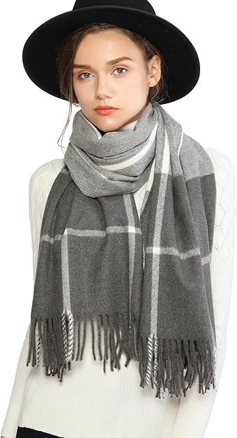 RIIQIICHY Plaid Scarfs for Women Pashmina Shawls and Wraps Ladies Scarves for Winter Warm