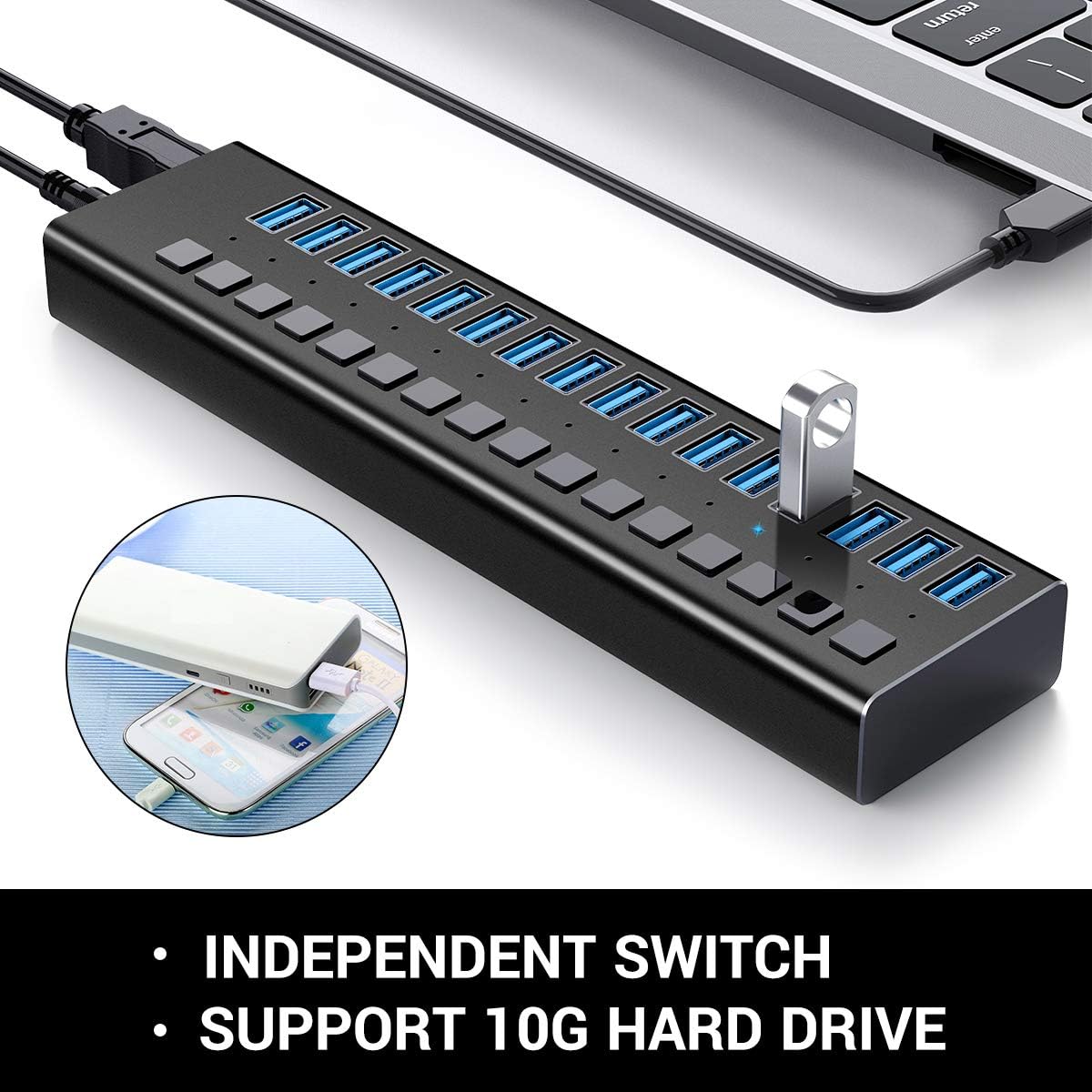 Exclusive Discount 70% Price AGEEN USB Hub 3.0 Powered 90W Data Hub, Multiport 16 Port Powered 12V/7.5A Adapter Compatible with Laptop PC Computer Mobile HDD Flash Drive Individual On/Off Switches and Lights Splitter USB 3 Hub
