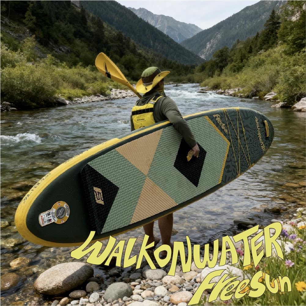 FREESUN KUSHEE 10’6” x 31” Inflatable Stand Up Paddle Board, All-Around iSUP for Beginners & Adults, Glue-Free Heat-Fusion Tech for Extra Durability, Stable Wide Nose, Lightweight Blow Up SUP