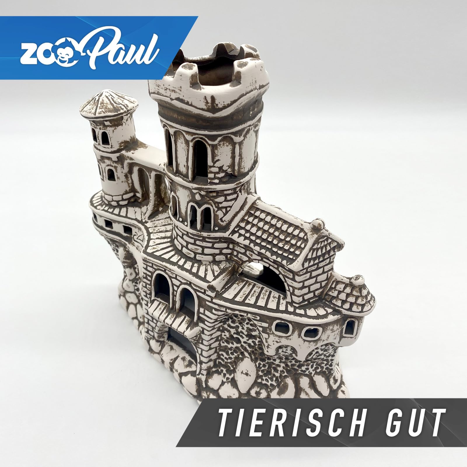 ZooPaul Sprudel Set Keramik Deko und Pumpe + Zubehör Dekoration Aquarium XL Burg Schloss Gebäude groß