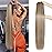 SEIKEA 32 Ponytail Extensions Drawstring Long Straight Fake Pony Tail Natural Soft Clip in Hair Extension Synthetic Heat Resistant Hairpiece Ash Brown with Blonde Hightlights
