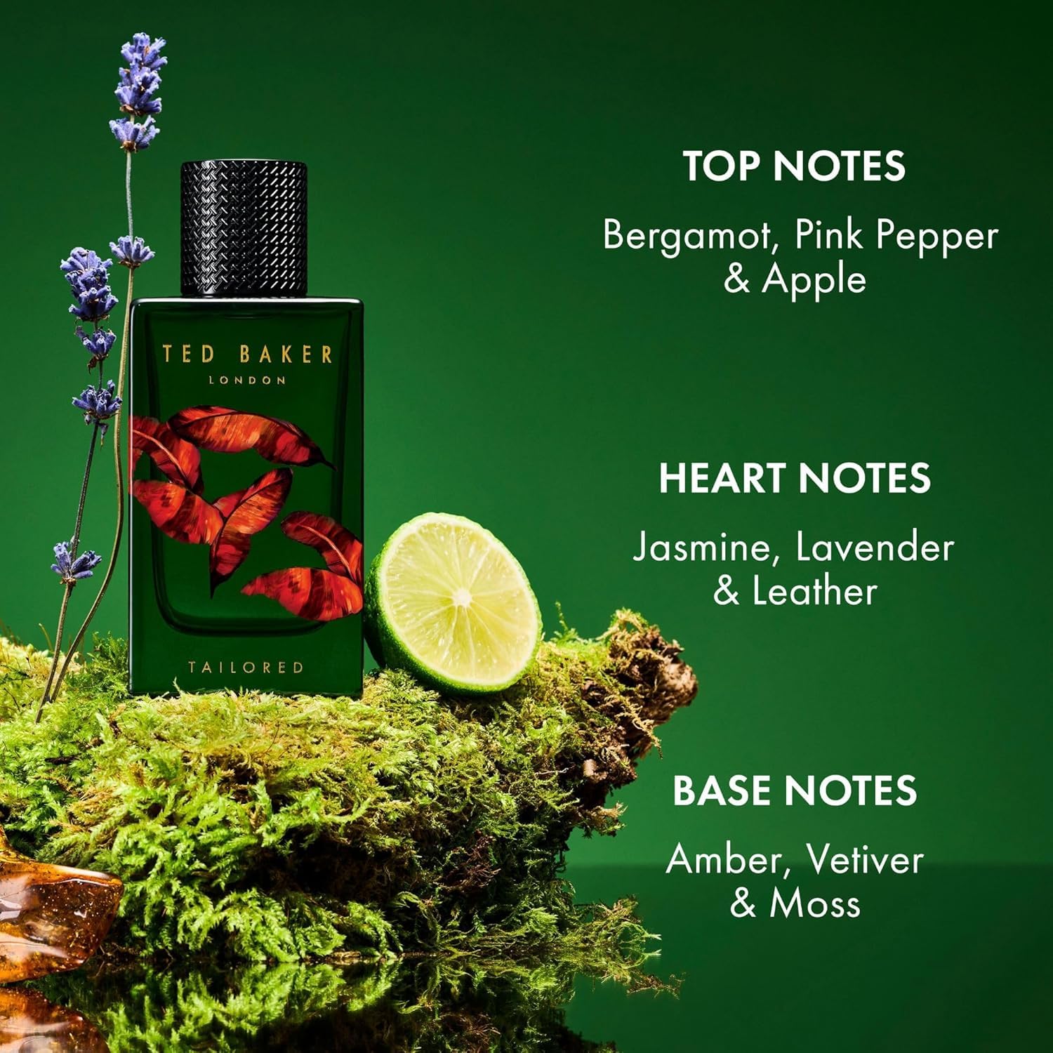 Ted Baker Tailored Amber Eau de Parfum for Men Warm Amber, Spicy & Woody Fragrance with Bergamot, Green Apple, Lavender & Leather Long Lasting, Sophisticated Scent For Him 3.4 oz