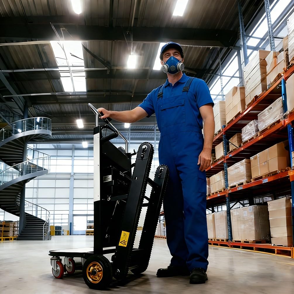 Carrello Montascale Elettrico per Trasporto Pesante 1500W Motore 1100lbs/500kg capacità Carrello Saliscale Elettrico 48V42AH 6-8H Autonomia per Déménagement Magazzino
