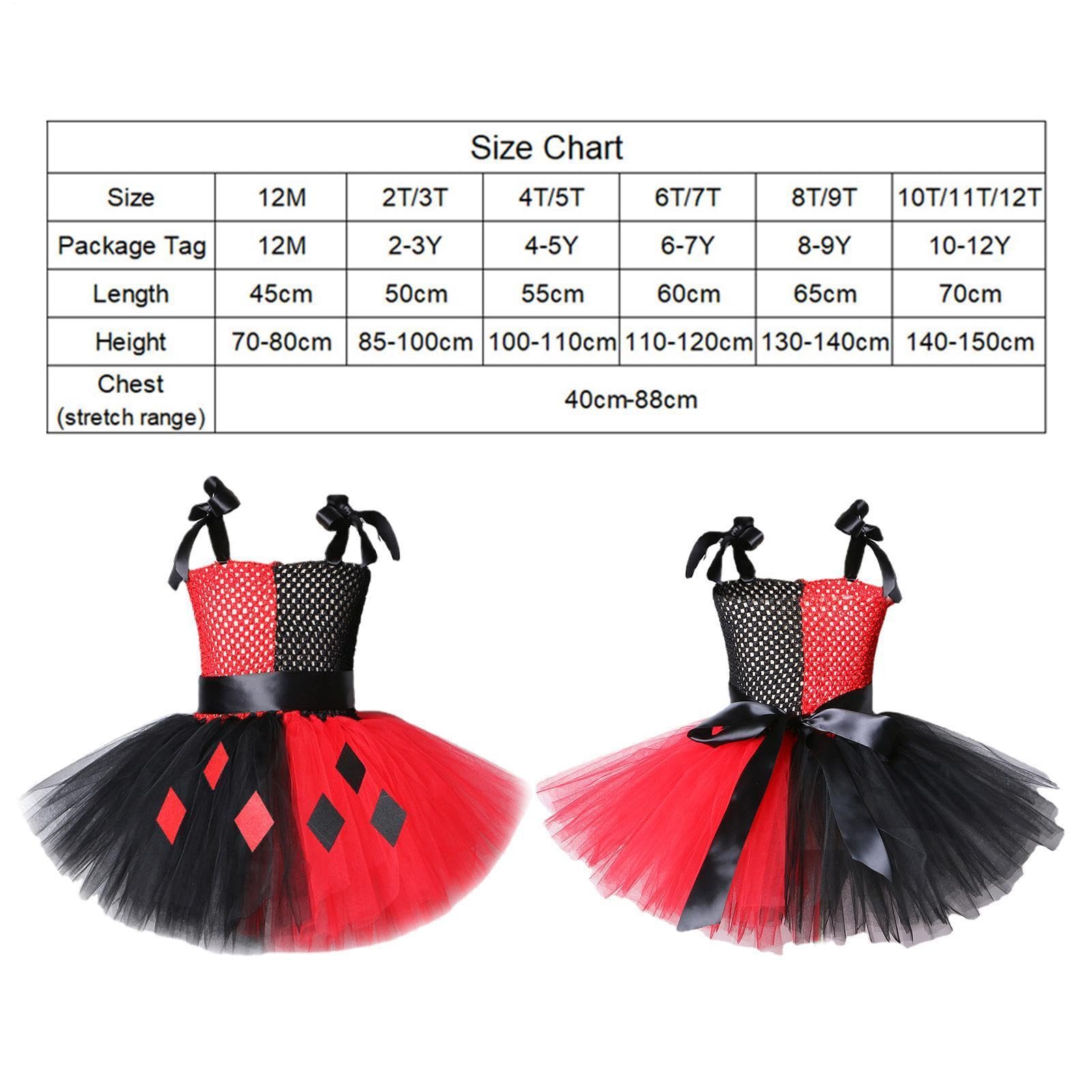 Generico Costume Clown Per Bambine Divertente Vestito Tutù Di Halloween Con