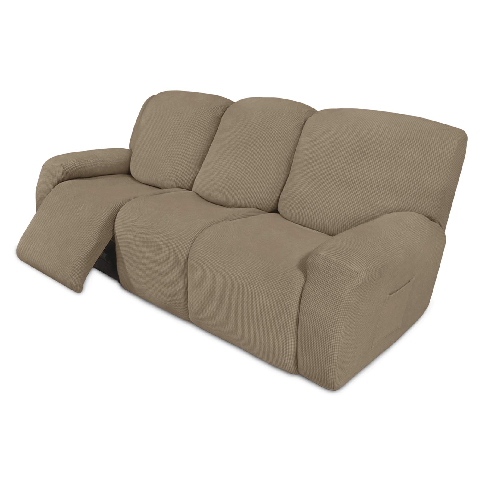 Easy-Going 8 Pieces Recliner Couch Stretch Sofa Slipcover Natural