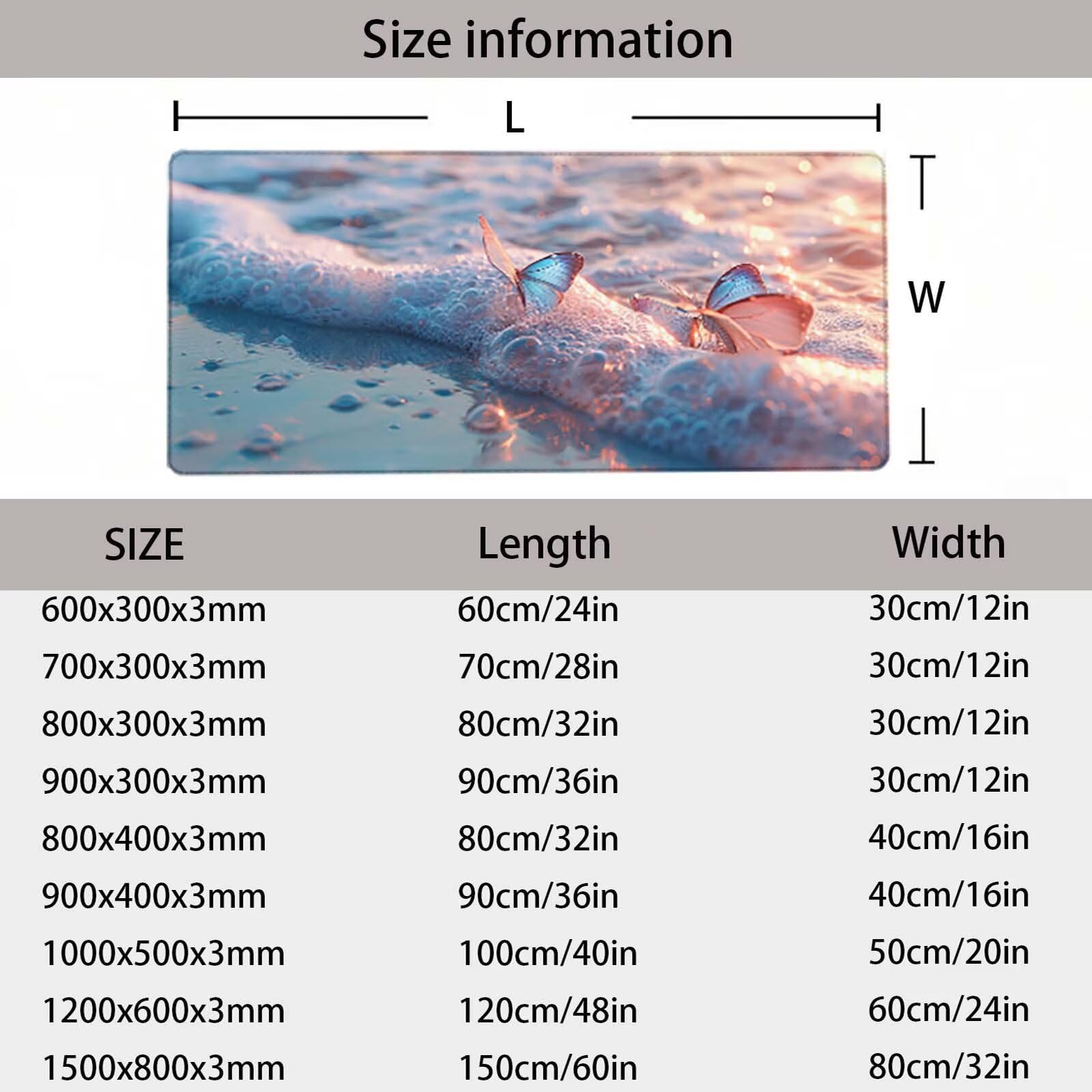 Podkładka pod mysz dla graczy Flots Podkładka pod mysz XXL 1200 x 600 mm, biała podkładka pod mysz podkładka na biurko akcesoria biurowe przeszyte krawędzie podkładka pod mysz do gier, domu i biura,