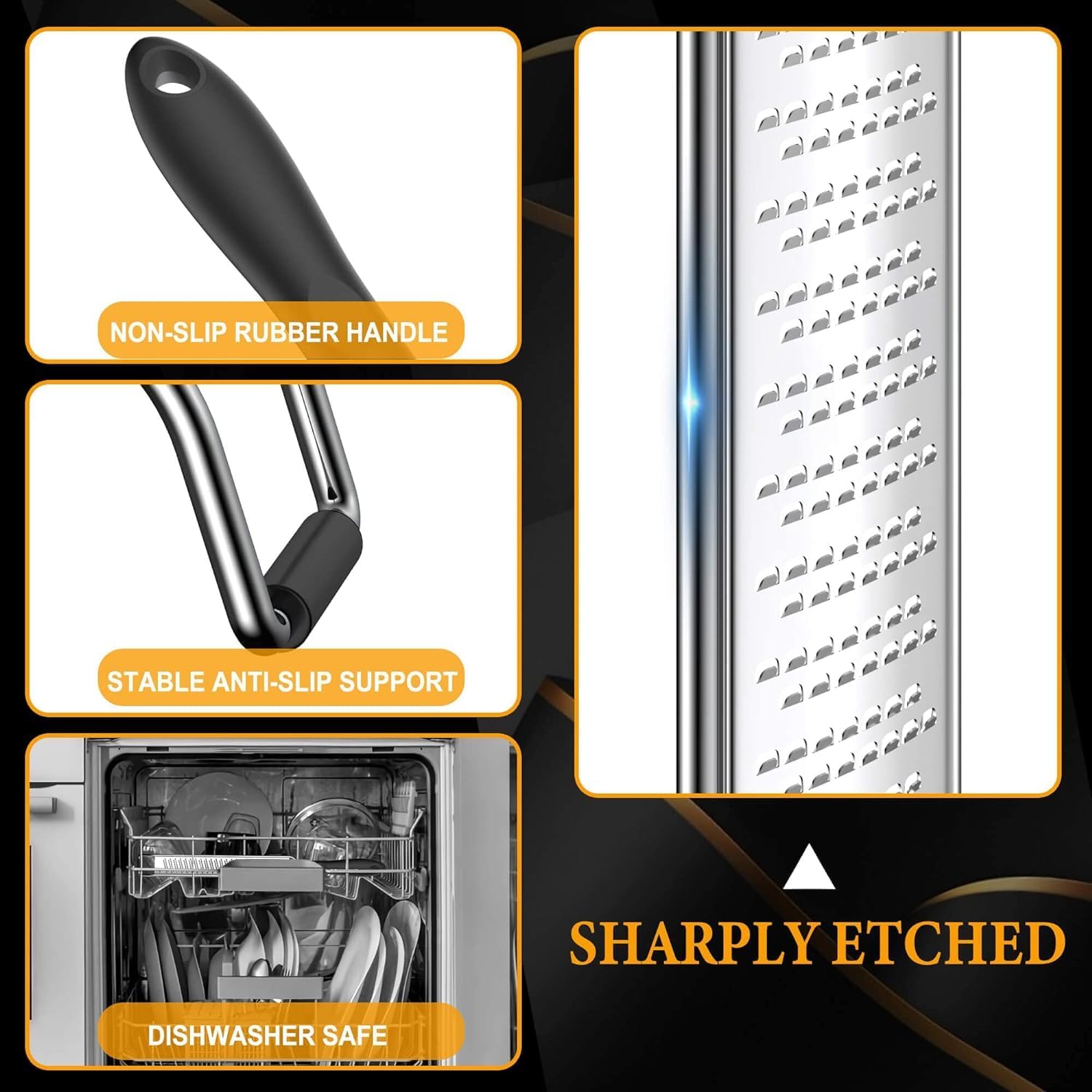 Lemon Zester & Heavy Duty Cheese Grater & Vegetable Grater —Cheese Lemon, Garlic, Nutmeg, Chocolate, Fruits, Vegetables, Ginger Grater - Cheese Shredder & Stainless Steel Grater (yellow color)