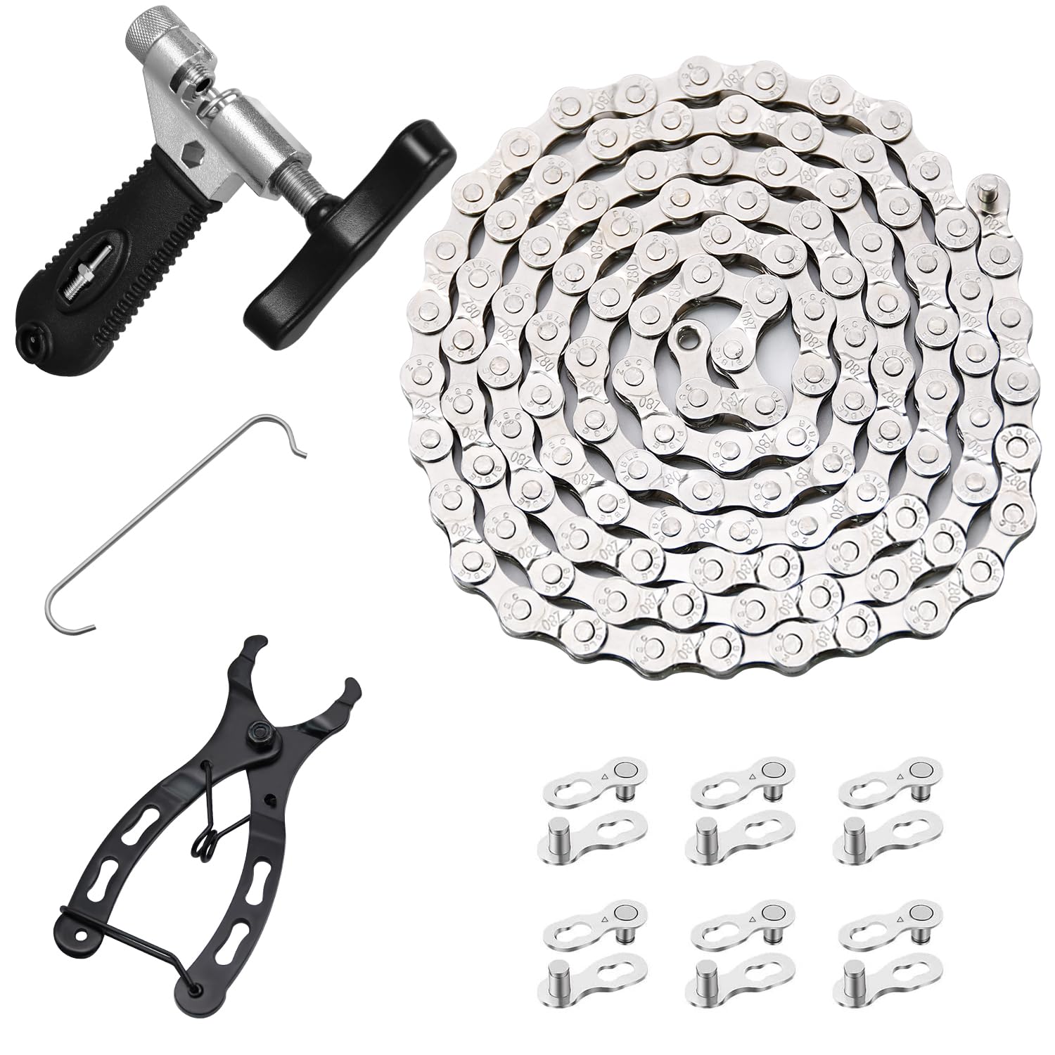 Photo 1 of [HEAVILY USED] Bike Chain Kit, 6/7/8 Speed Multi-Function Bike Mechanic Repair Kit, Chain Breaker and Bike Link Plier with Hook and 3 Pairs Bicycle Buckle, Reusable
