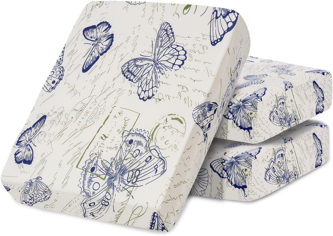 SearchI 3PC Printed Sofa Couch Cushion Covers Replacement Chair Cushion Slipcovers Stretch Sofa Seat Cover Furniture Protector Sofa Slipcover Soft with Elastic Bottom(3PC, Butterfly Pattern)