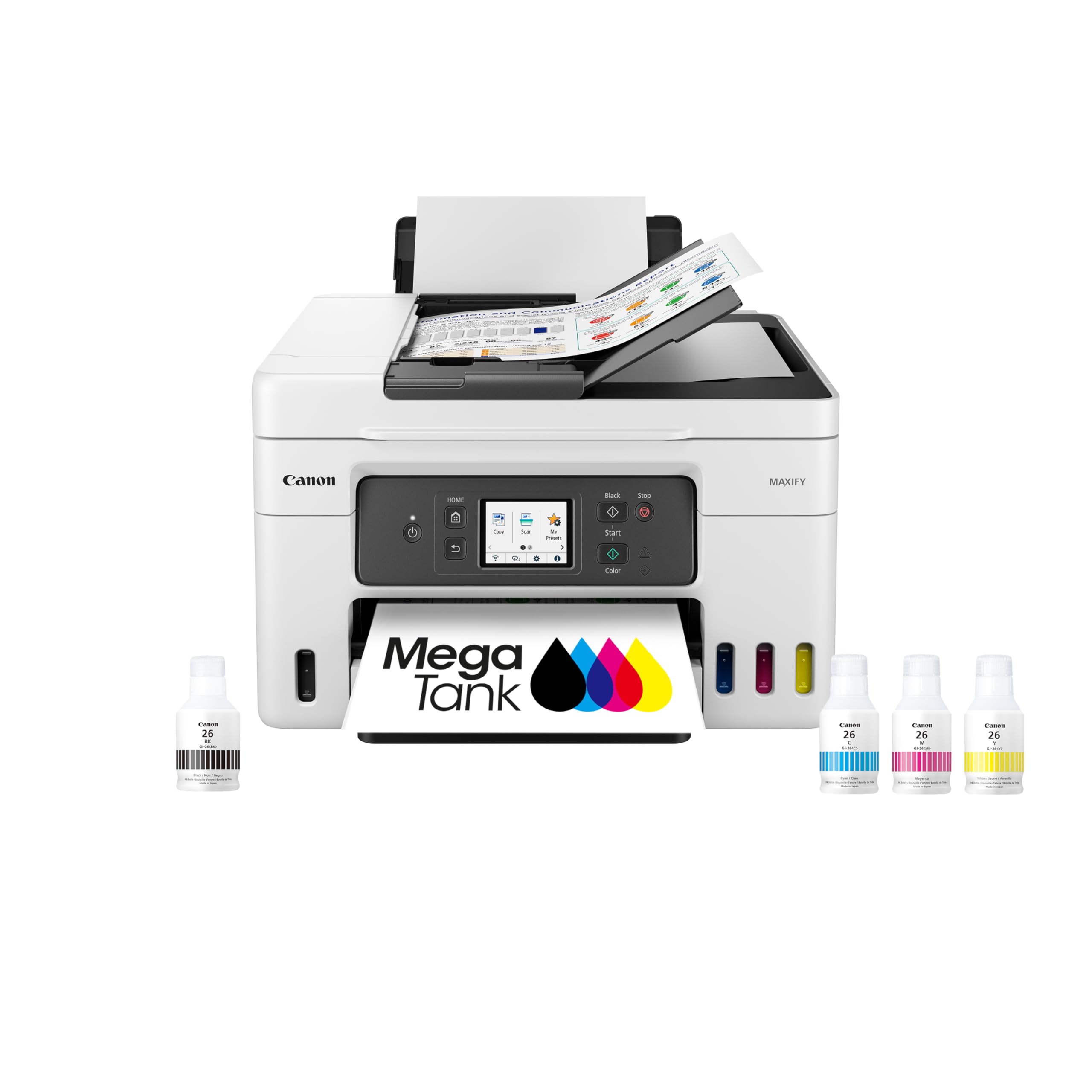 Megatank GX4020 All-in-One Wireless Supertank Printer with Print, Copy, Scan and Fax | Auto Document Feeder | Mobile Printing | 2.7" LCD Touch Screen
