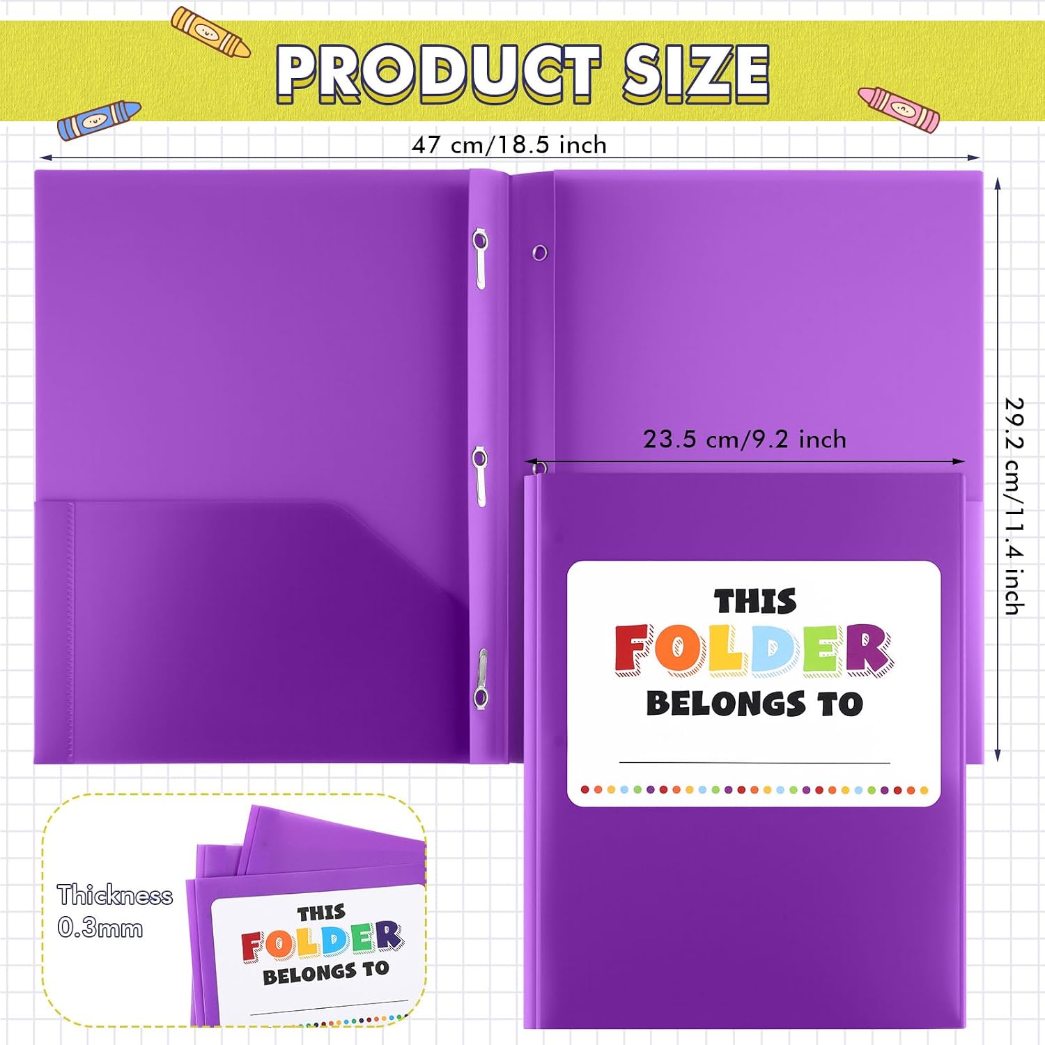 Affrolling 24 Pack Take Home Folders with Pockets for Students,Purple image 2