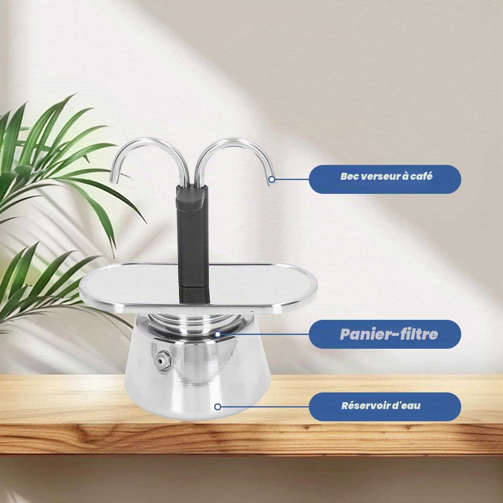 Topyond Moka Pot Cafetière En Acier Inoxydable De 100 Ml Avec Passoire épaisse à Double Tuyau Et Poignée Antidérapante Anti-brûlure Moka Express Cafetière Italienne Et Mini Cafetière