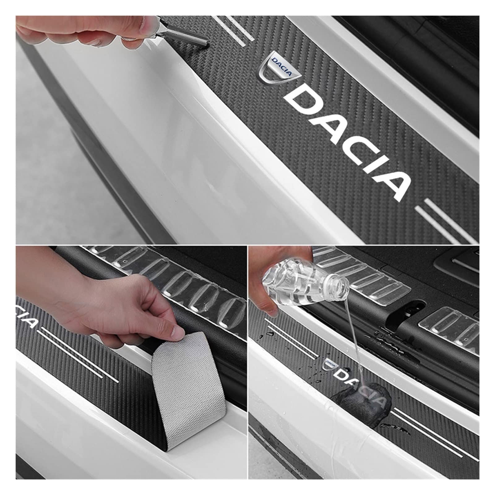 5pc uszczelka do drzwi samochodu zabezpieczenie progu naklejka kompatybilna z logo Dacia Duster Spring Logan Sandero Jogger Lodgy Bigster Dokker akcesoria (Color : 5PCS NEW For DACIA)