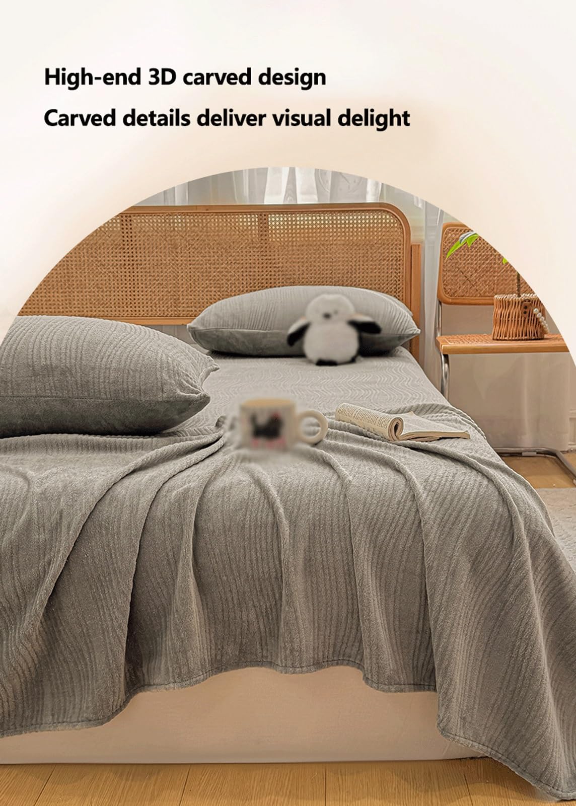 Sábana Plana Cama 80-180cm de Terciopelo Individual matrimonial y Queen Sábana Superior de Franela Suave y acogedora for otoño, Invierno y Primavera(Light Gray A,200x230cm+48x74cm x2)