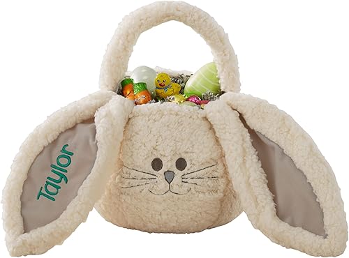 Personalization Universe Sherpa Bunny - Bolsa bordada de felpa para golosinas de Pascua