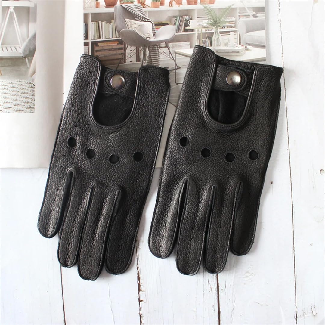 Guantes de cuero para hombre, de una sola capa, sección fina, para montar al aire libre, guantes de motocicleta con dedos completos