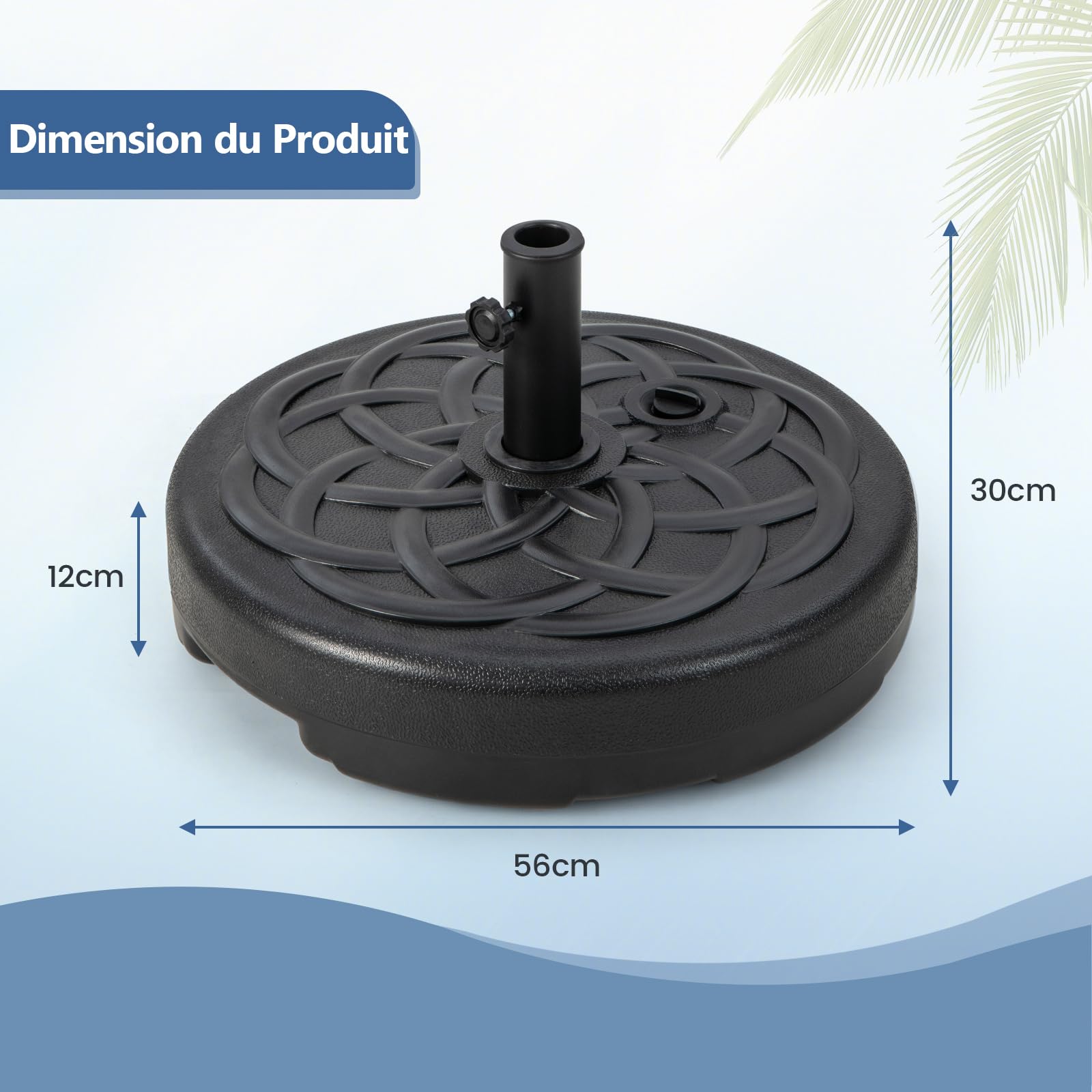 RELAX4LIFE Base de Parasol Déporté à Remplir d'eau et Sable 18KG (46KG)