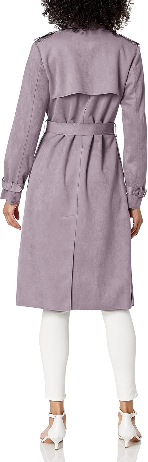 TAHARI Women's Mel Faux Suede Trench Coat : Clothing, Shoes & Jewelry