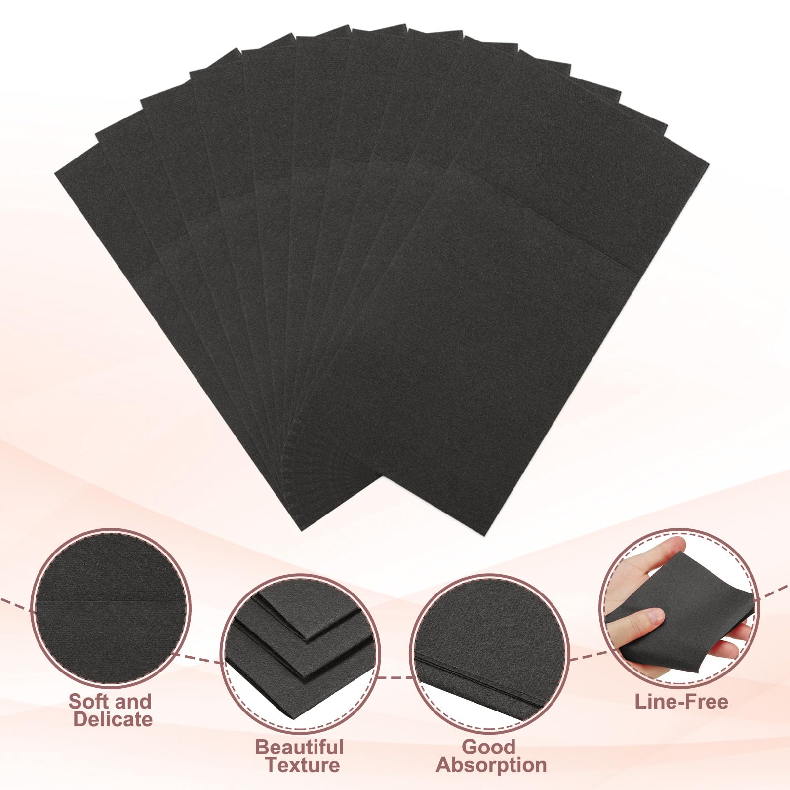 QUARKZMAN 100 Pcs Serviettes Jetables En Lin Essuie-Mains Pour Mariage Noir | Avec Poches À Couverts Intégrées, Serviettes En Papier Pour Couteaux Et Fourchettes