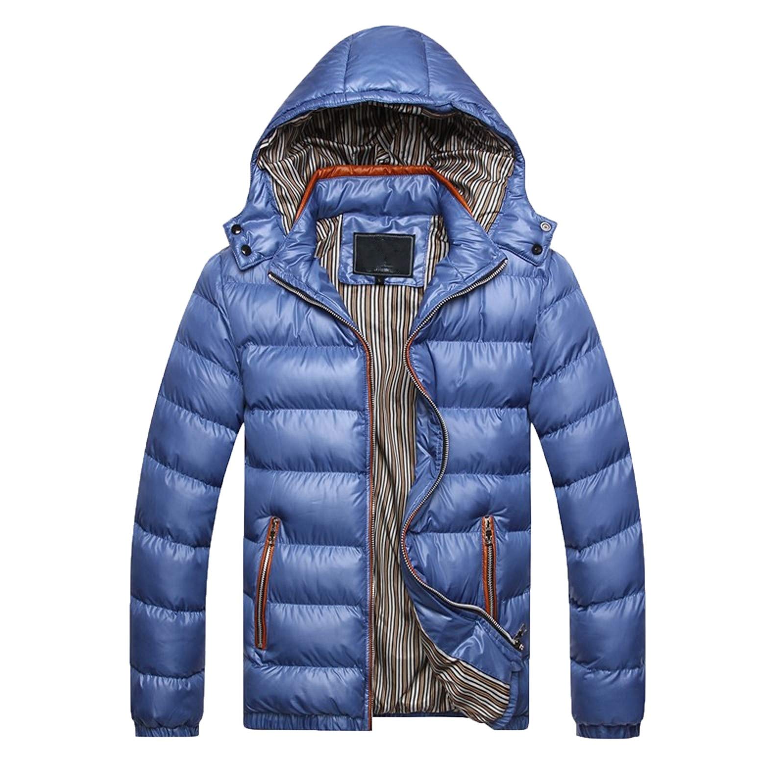 Piumino invernale da uomo con cappuccio, giacca da trekking da uomo, giacca con cappuccio con tasche con cerniera, giacca calda, antivento, giacca termica, trapuntata, giacca imbottita