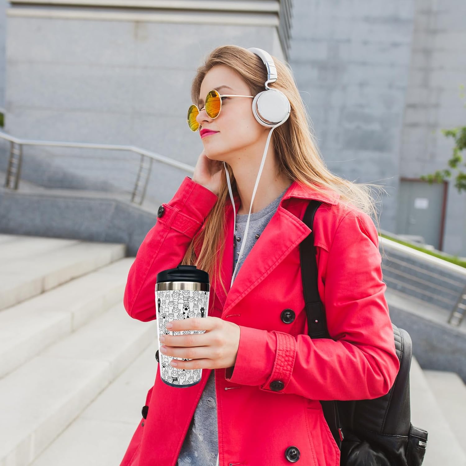 Cat Dog Paw Travel Coffee Mug with Flip Lid 13 Oz, Cute Stainless Steel Insulated Tumbler Cup for Dog Lover - Perfect Holiday, Birthday & Christmas Gift for Men, Women, Sister, Friend, Bestie - Image 6