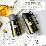 YARRAMATE 16oz/470ml Pulvérisateur à huile vert foncé pour cuisiner avec des stickers, qualité alimentaire Premium 2 en 1 Bouteille de distributeur d'huile d'olive pour Gadgets de cuisine, Air Fryer, Salade, Friing, BBQ (Gris)