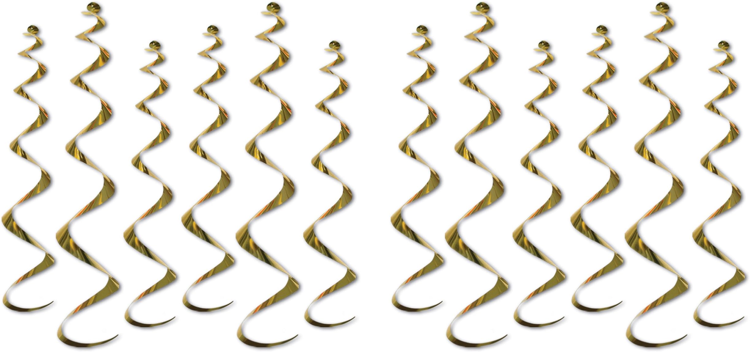 Beistle Twirly Whirlys 12 Piece, Gold