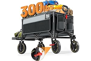 TIMBER RIDGE 49' Extra Long Collapsible Folding Wagon with Tailgate + Brake for Outdoor Camping