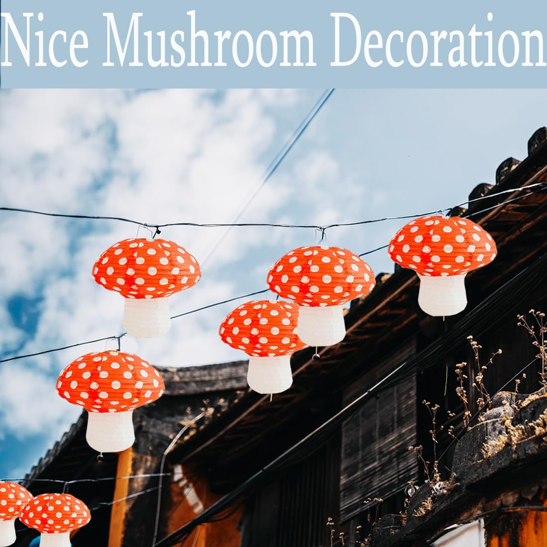 8 Stück Pilz-Papierlaternen, 3D-Pilzförmige Dekoration Papierlaterne, für Kinderzimmer, Weihnachten, Party, Dekoration, 20,3 cm, 27,9 cm (8 Stück)