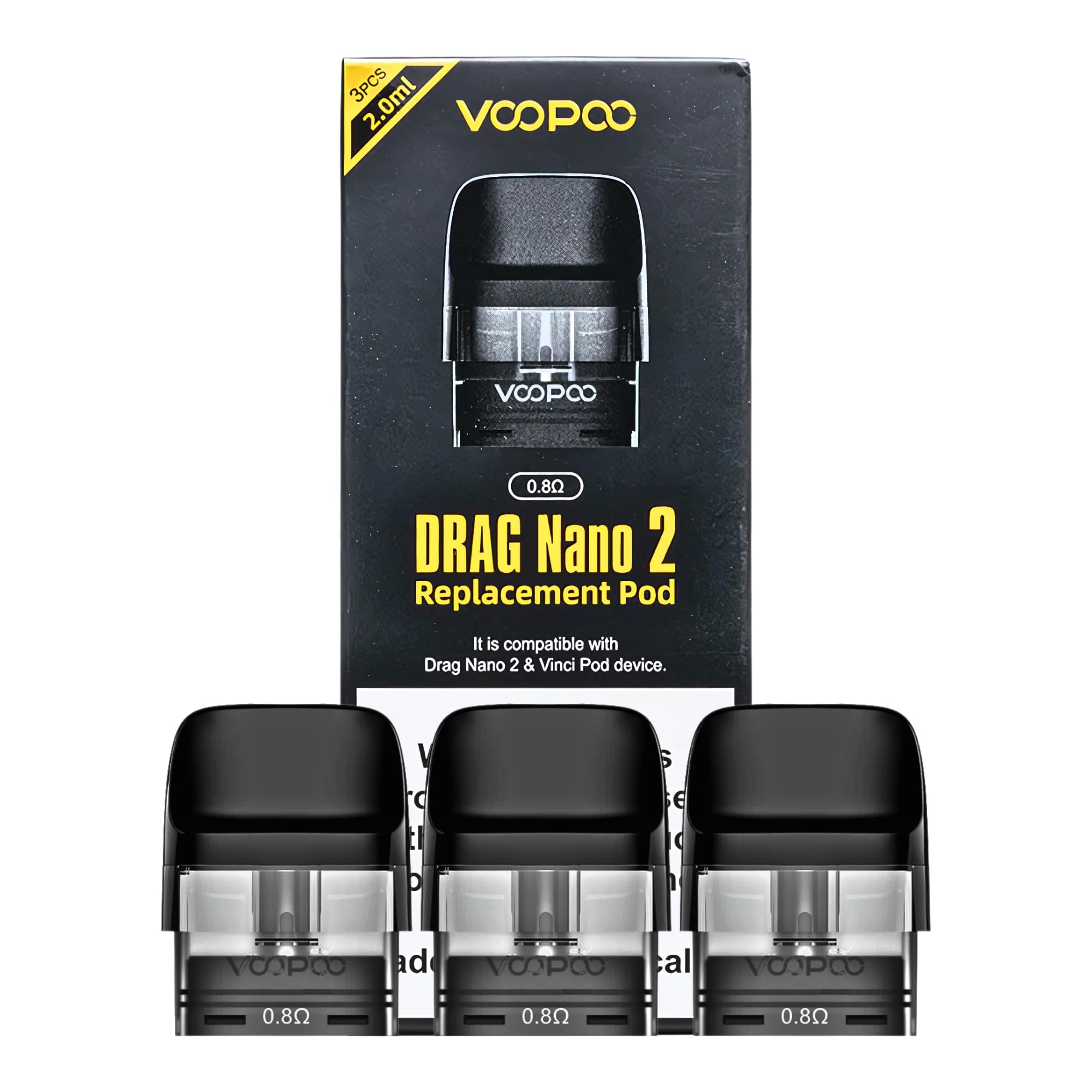 Voopoo Drag Nano 2 Replacement Pods 3 Pack No Nicotine