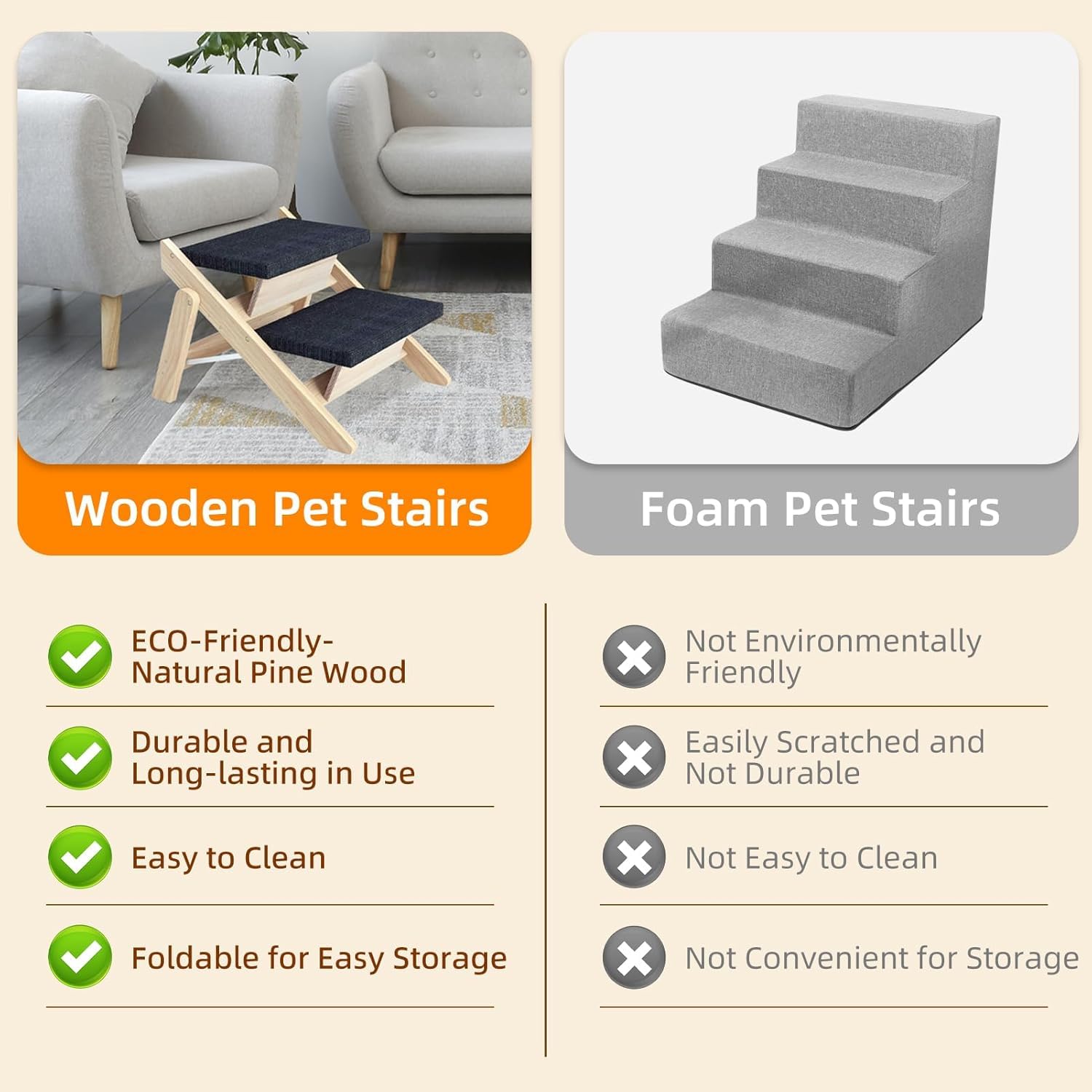 Marche et Ramp 2-en-1 pour Chien en Bois, Pliable et Portable, Échelle Antidérapante pour Lits Hauts, Canapés et Voitures (Noir, 46x33x40 cm)