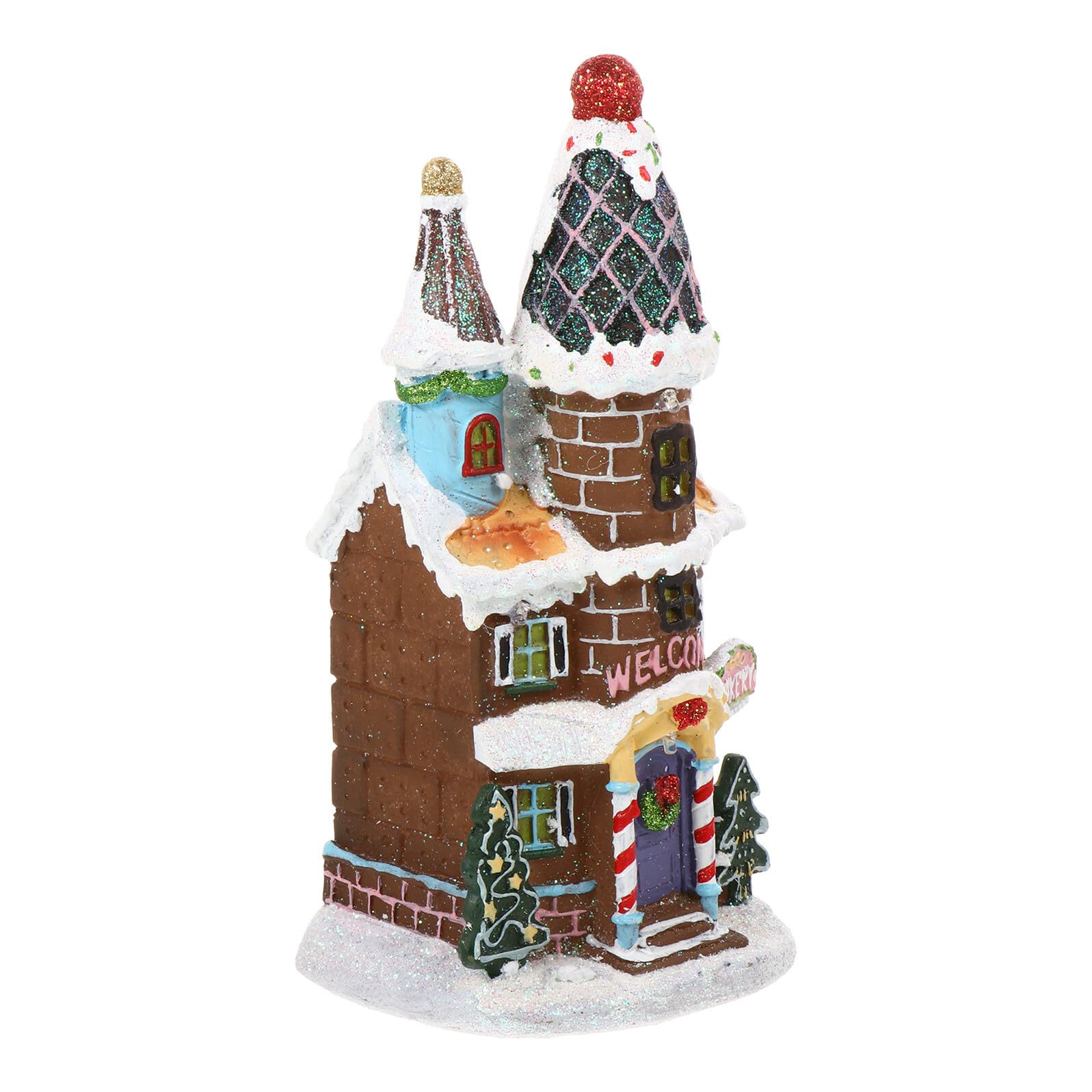 Maison lumineuse Noël en résine miniature sans pile pour déco table