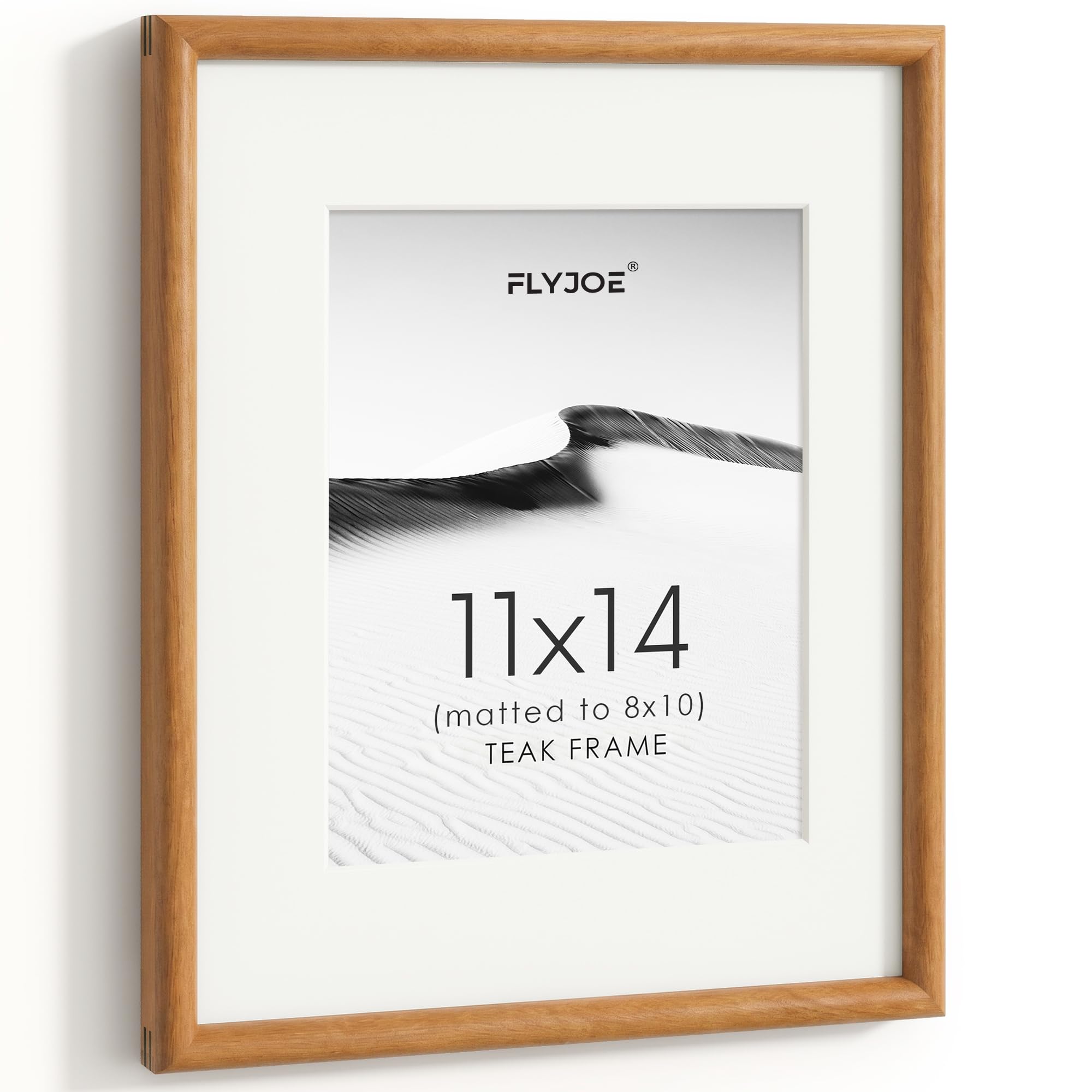 11x14 Picture Frame, Natural Solid Teak Wood Photo Frame, Square Angle