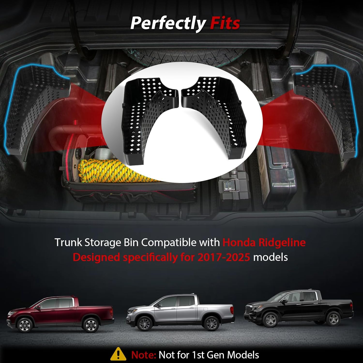 Trunk Storage Bin Compatible with Honda Ridgeline 2017+, Increase Storage Space, Space Saving