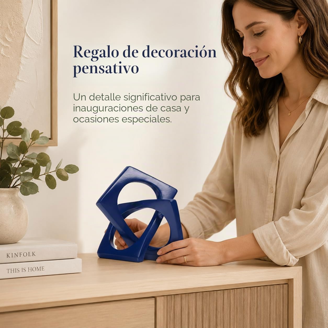 XMGZQ Escultura Moderna de Cubo geométrico,decoración de Estatua de Nudo Azul,estantería para el hogar,Centro de Mesa Decorativo,Escultura de Cubo y Figuras,Acento de decoración del hogar Azul Marino