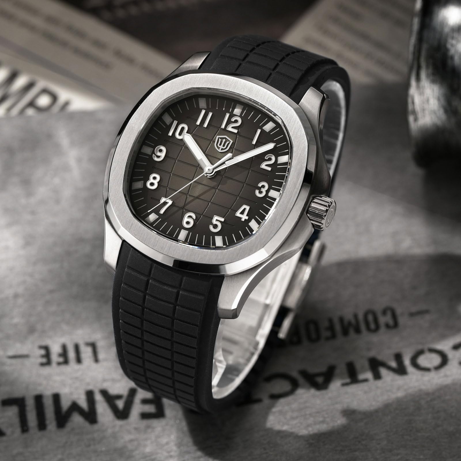 Watchdives – Montre de terrain pour homme 38 mm – WD008 VH31 – Quartz à balayage lisse, cristal saphir, lumineuse, résistante à l'eau jusqu'à 100 m, montre décontractée pour tous les jours