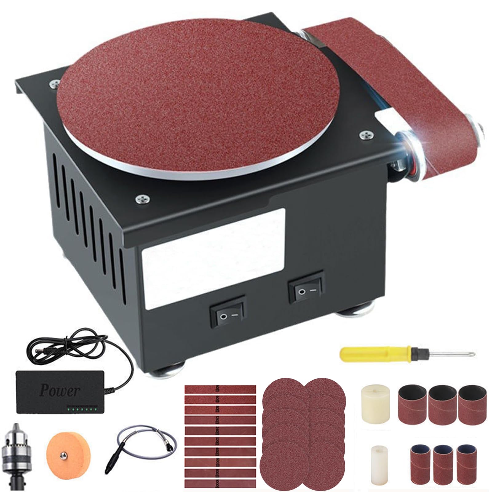 YXZQLOZ Electric Mini Disc/Belt Sander (includes sanding disc) with variable speed; for DIY sanding of metal and wood.