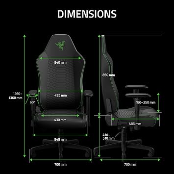 Razer Iskur V2 X NewGen - Nefes alabilen konforlu ergonomik oyun koltuğu - CoolTouch teknolojisine sahip 2. nesil EPU deri - Dahili bel desteği - Ultra geniş kolçaklar ve koltuk tabanı | Siyah