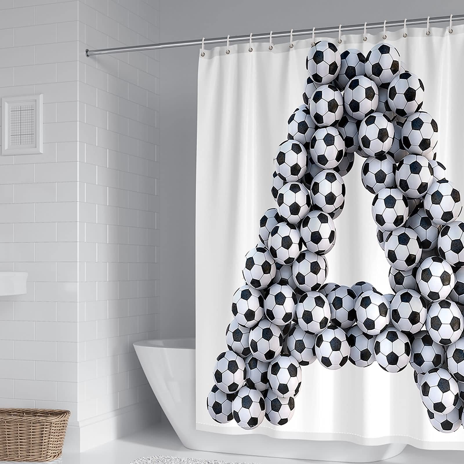 Rideau de douche anti moisissure KnSam pour stopper l'eau au sol 180x200 football
