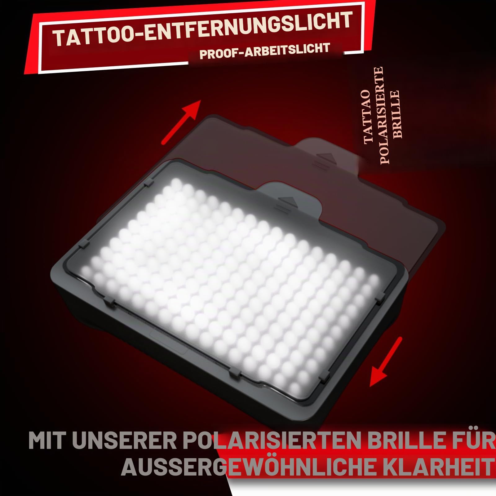 Polarisiertes LED-Tattoo-Licht Mit Tattoo-Vision-Linsen Und Extra Rahmen Für Außergewöhnliche Klarheit, Beseitigt Schatten, Um Jedes Detail Höchster Präzision Zu Sehen, Ständer Nicht Im